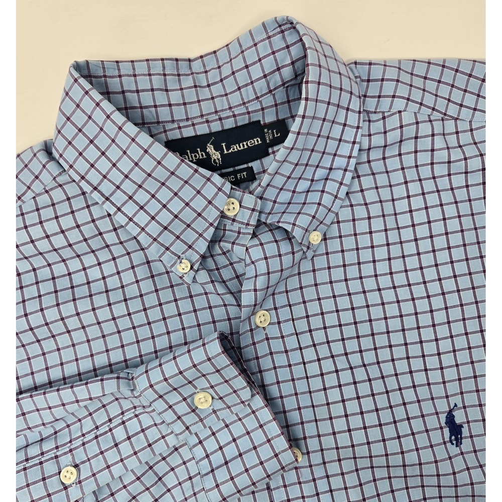 Ralph Lauren Shirt Mens L Classic Fit Blue & Red Checkered‎ Button Down